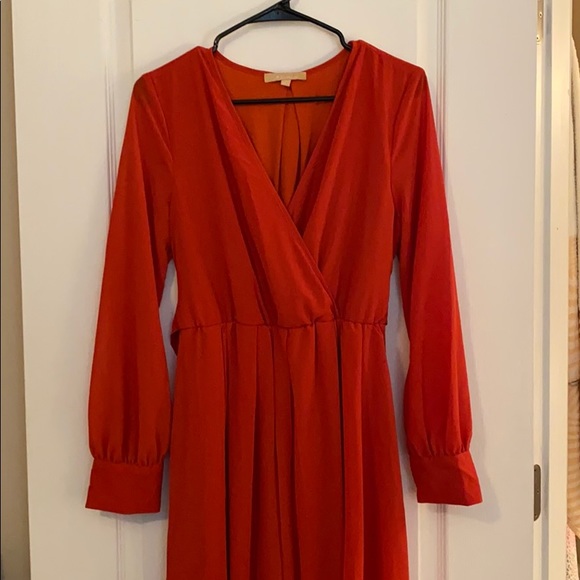 Burnt Orange Chiffon Maxi Maternity Dress - Picture 2 of 8